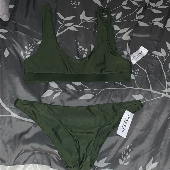 La Hearts Other - LA Hearts Luxe Olive Green Bikini MED NWT